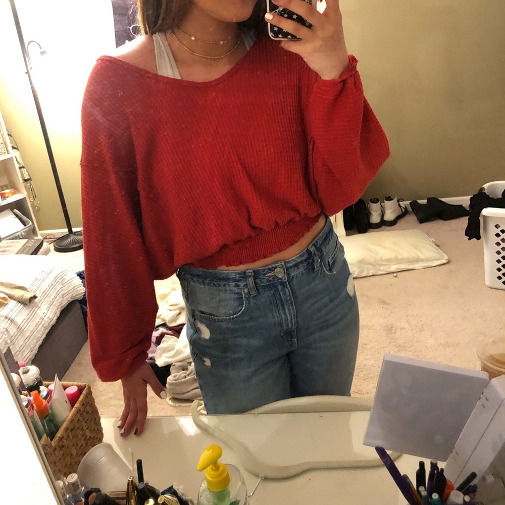 Red cropped sweater